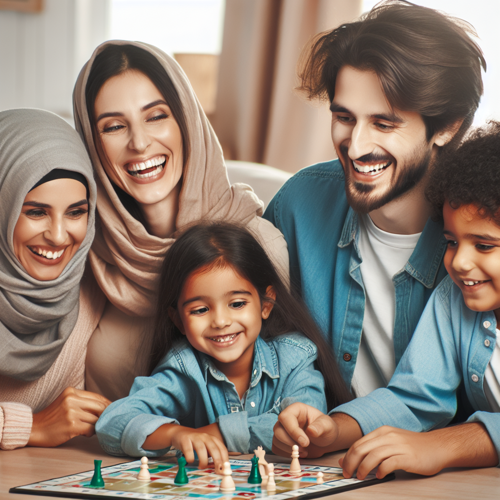 Immagine di una famiglia felice che gioca insieme.
